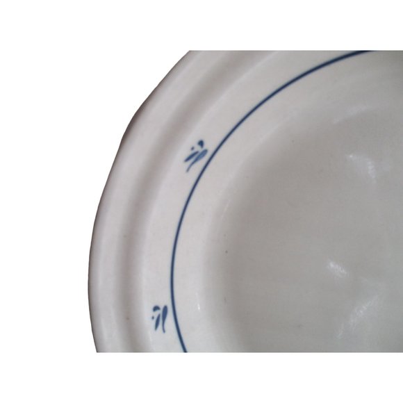 *ROSEVILLE POTTERY Friendship Pie Plate Dish Ivory Blue Thumbprint Ohio USA Made - Picture 7 of 13